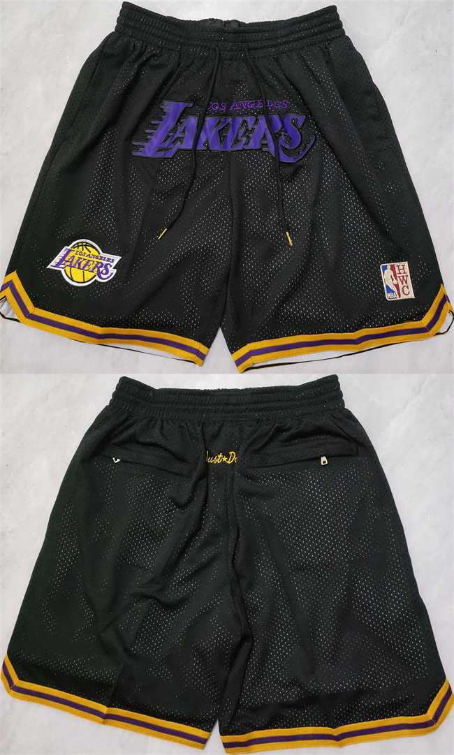 Mens Los Angeles Lakers Black Shorts->nba shorts->NBA Jersey